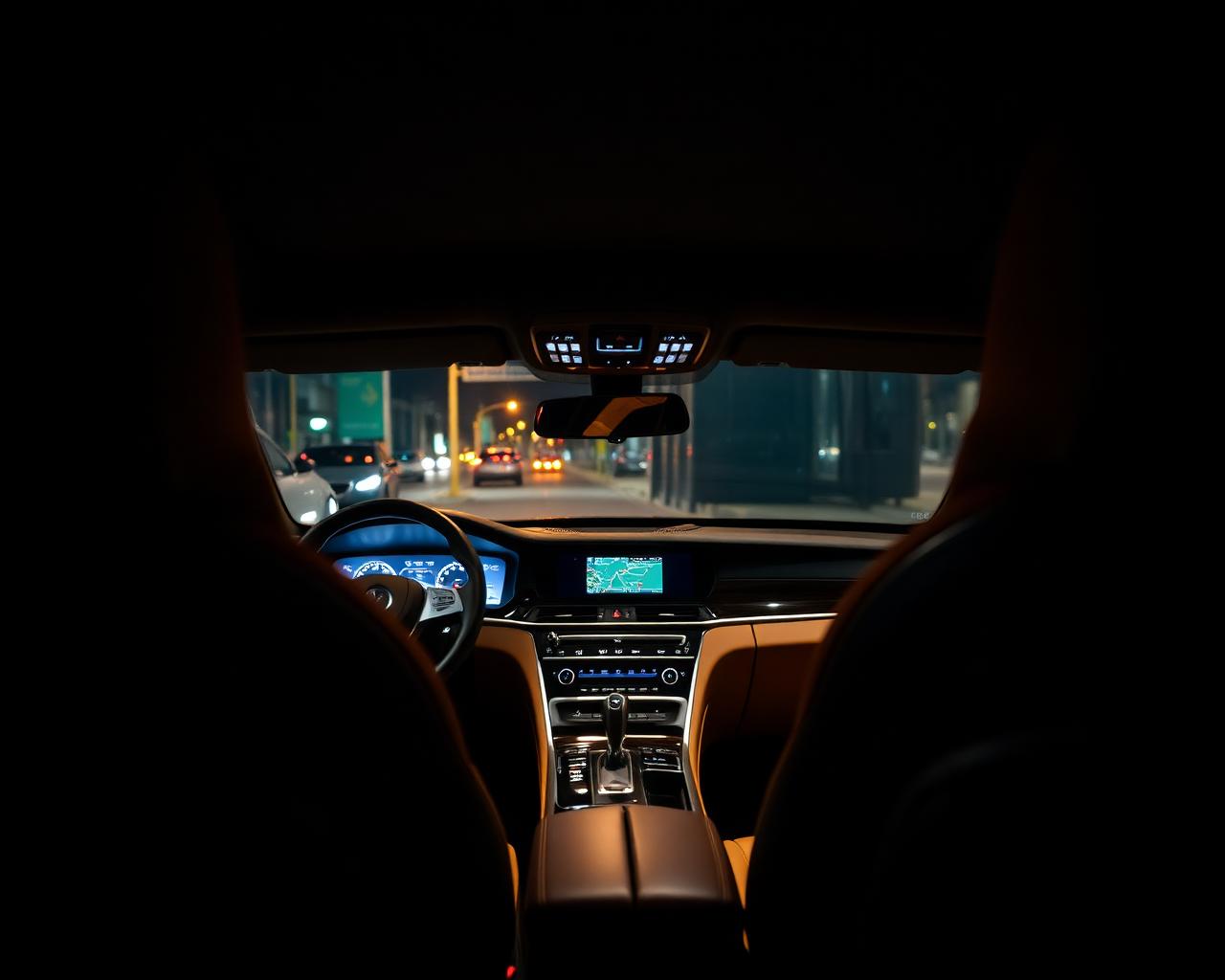 Modern car interior with accessories